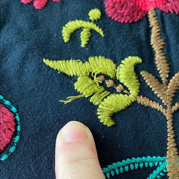 Johnny Was Black Top with Multicolor Embroidery - Picture 5 of 6